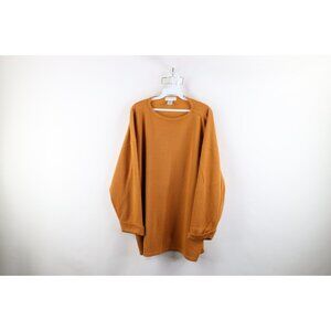 Vtg 90s Express Womens XL Baggy Thermal Ribbed Knit 3/4 Sleeve T-Shirt Orange